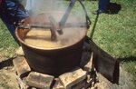 Apple Butter Cooks in Copper Kettle by Richard Hoffman