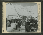 First Miners of Great Gold Rush Climbing Chilkoot Pass, Alaska.